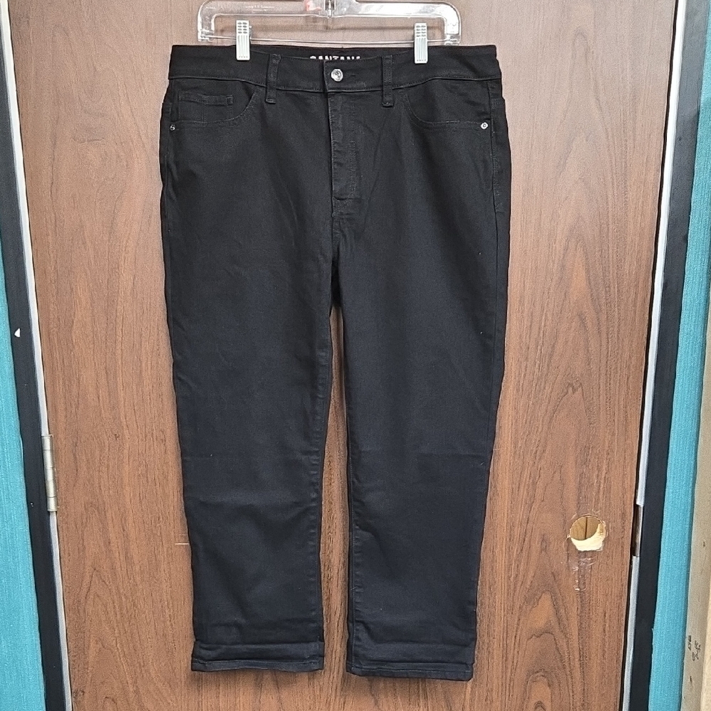 Santana Jeans Size 14 Black Mid Rise Straight Cropped Jean